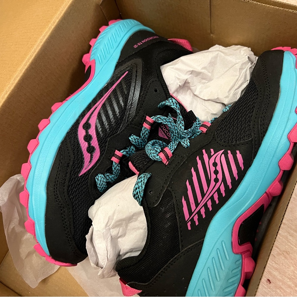 Saucony Blue and Pink Trail Sneakers